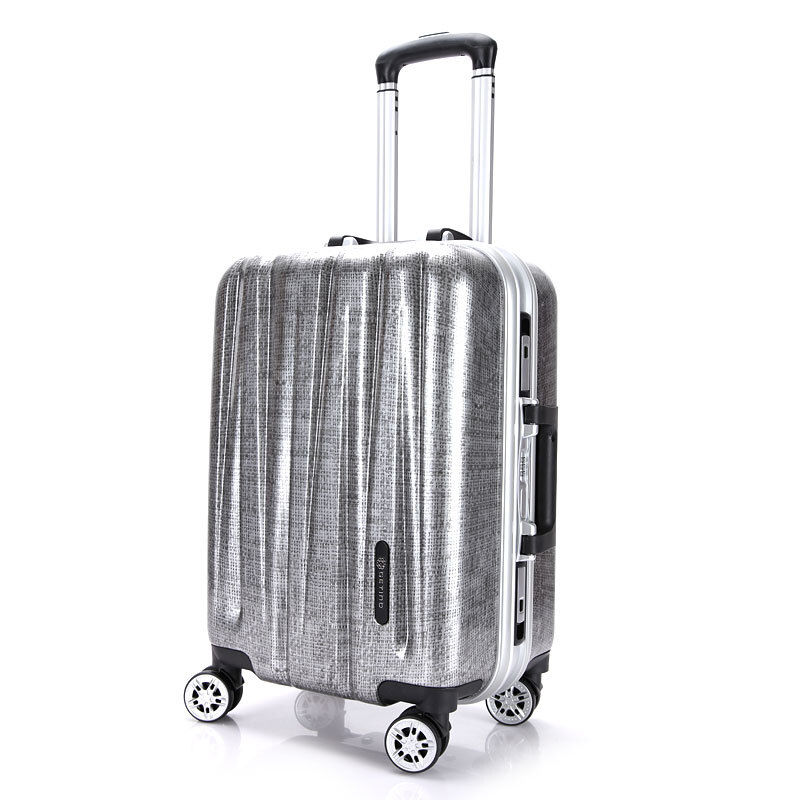 淘貓貓 ABS麻紋20寸24寸鋁框拉桿箱出差旅行箱 登機箱 行李箱 商務皮箱 托運箱子 灰色20寸